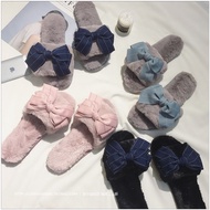 selipar selipar wanita Korea Home Korea Home Plush Fashion Bow Slippers