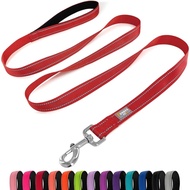 Dog Leash 6 FT Padded Handle Nylon Reflective Dogs Leashes for Medium Dogs Red