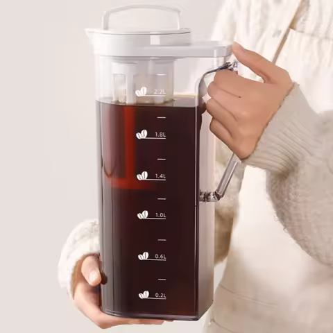 Large Capacity Cold Brew Coffee Pot Sealed Leak-proof Cold Brew Teapot with Filter Transparent Fridg