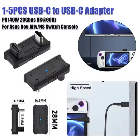 USB-C To USB-C Aapter PD140W USB-C Male To USB-C Female Adapter 20Gbps 180 Degree U-shaped for ASUS 