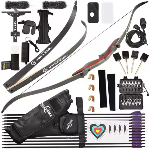62 Inches Recurve Bow Archery 20-50lbs Takedown Bow and Arrow Set Tech Wood Riser for Right Hand Sho