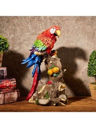1入組仿真鸚鵡裝飾品，鄉村風格創意鳥類模型，適用於客廳、酒櫃、電視櫃、門口裝飾手工藝品