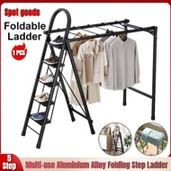 [SG Seller] 5 Step Ladder, Folding Step Stool, Step Stool with Wide Anti-Slip Pedal, Lightweight, Portable Folding Stepdder with Handgrip, Multi-use Aluminium Alloy Ladder