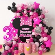 84Pcs Pink Minnie Theme Balloon Arch Kit with 40inch Number Foil Balloon and Silver Sequin Latex Bal