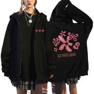 Corak Santai Girl's  Hoodie KPOP TXT Album Printed Zippered Long Sleeved   Jacket Unisex Korean Autu
