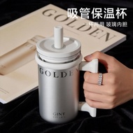 GINT GINT Mug Stainless Steel Glass Liner Thermos Cup High-value Dual-use Straw Cup Office Water Cup