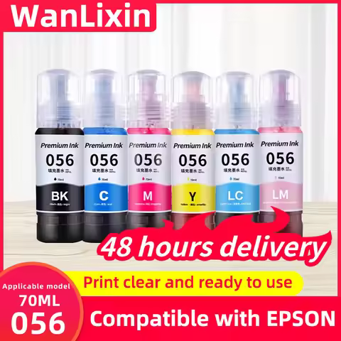 1 set of 6 colors For Epson 056 057 Refill dye ink Compatible with Epson L8058 L18058 L8050 L18050 L