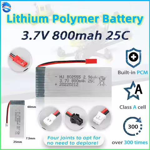 skymaker 3.7V 800mAh High-Rate LiPo Battery(802555) 25C for U818A H37 Quadcopter RC Drone High Rate 