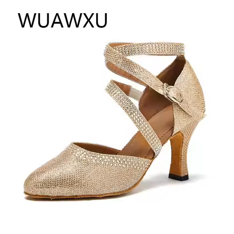 NATASHA's new silver Latin dance shoes Party dance shoes Professional dance shoes Women's dance shoe