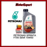 MINYAK HITAM PETRONAS SPRINTA F700 15W50 4T SEMI OIL FILTER LC135 EX5 Y15 RSX150 RS150 CASTROL SHELL MOTUL YAMAHA HONDA