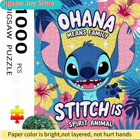 1000pcs Colorful Stitch Ohana Jigsaw Puzzle Family Interaction & Fun Gift, Vibrant Abstract Design, 