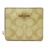 【全新】COACH 字母C拉鍊零錢袋鈔票短夾(米白)