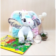 TAS RANSEL ANAK BULU BONEKA UNICORN 3D / KARAKTER UNICORN / TAS RANSEL LUCU / TAS ANAK