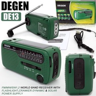 DEGEN FM AM SW Solar Portable Radio with Flashlight Cell Phone MP3