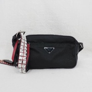 PRADA Tessuto Nylon Studded New Vela 尼龍拼皮革飾釘相機包