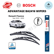Original Bosch Advantage BA2416 U Hook Wiper (Set) for Renault Fluence (Year 2015-2020) (24"/16")