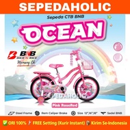 sepeda anak perempuan bnb ocean ukuran 12 16 18 inch keranjang - pink rosered 12 inch