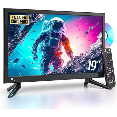 Desobry 19 INCH TV with DVD Player Built in 1081P LCD TV DVD Player Combo with HDMI USB Monitor for 