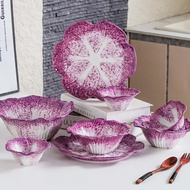 HongDian simulation purple cabbage ceramic tableware dinner plate,dinner bowl,moving dishwasher,unde
