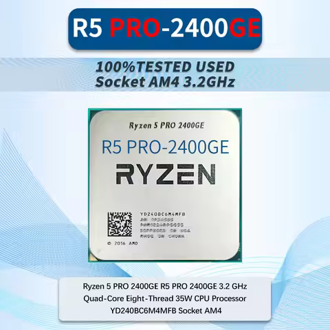 100% Tested Ryzen 5 PRO 2400GE R5 PRO 2400GE 3.2 GHz Quad-Core Eight-Thread 35W CPU Processor YD240B