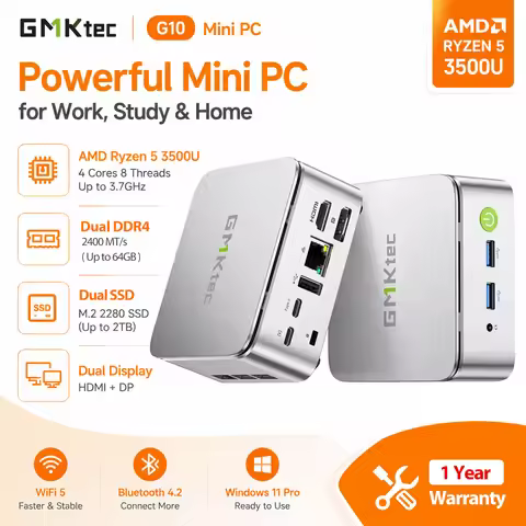 GMKtec NucBox G10 Mini PC Windows 11 Pro Compact Desktop Computer Dual Display WiFi for Office Home