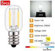 ไส้หลอดไฟ E14 E12 LED 1W มินิท่อหลอดเอดิสัน10W เทียบเท่า90% ประหยัดพลังงาน220V สีขาวอบอุ่น/กลางวัน/เย็นไฟ Led สีขาวสำหรับบ้าน5ชิ้น