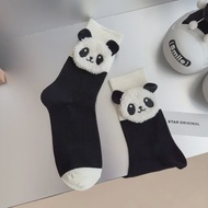 Pure Cotton Cute Socks Designer Panda Women Socks Cute Funny Black White Middle Tube Socks