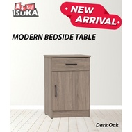 Modern Bedside Table 1 Drawer Nightstand Wooden Storage Cabinet Bedroom Side Table Dark Oak | Light 