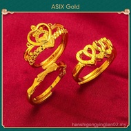 ASIX GOLD 916 Gold Women's Ring Korean Gold Love Heart Crown Ring MH5H