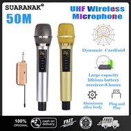 UHF Wireless Microphone with Receiver Professional Dynamic Cardioid Microphone 50M 8H for Stage Household Ktv Karaoke for Power Amplifier Sound Mixer Speaker Bus