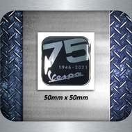 Embossed Vespa 75th anniversary Sticker - Vespa 75th anniversary Emblem