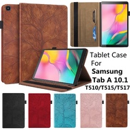 PU Leather Emboss Tree Flip Wallet Case For Samsung Tab A 10.1 2019 T510 T515 T517 cover case 10.1 inch Tablet case Stand Cover Clear texture with Pocket Pen Holder
