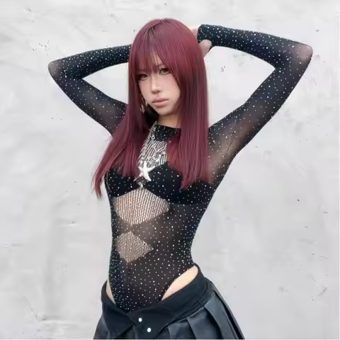 Lingerie, European And American Style Rhinestone Pajamas, Uniforms, Dance Sheer Sheer Temptation Per