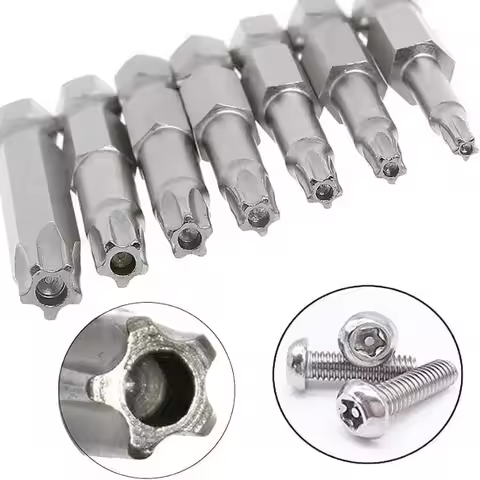 7 Pcs 5 Point Star Screwdriver Bits 50mm S2 Magnetic Star Screw Driver 1/4" Hex Shank T10 T15 T20 T2