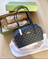 GUCCI PLAQUE 牛仔布 中號 單肩包 手袋 深藍色