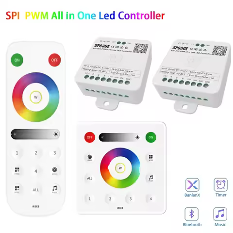 SP630E Bluetooth LED Controller DC5V-24V WS2811 5050 SPI Pixels 3CH 4CH RGB RGBW PWM LED Light 2.4G 
