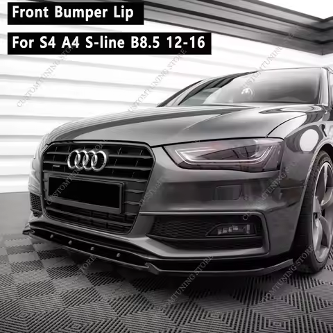 Gloss Black ABS Front Bumper Lip Spoiler Splitter Diffuser Retrofit For Audi A4 S4 B8 B8.5 8K S-line