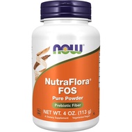 NOW Foods Supplements, NutraFlora FOS (Fructooligosaccharides) Pure Powder, Prebiotic Fiber, -Ounce