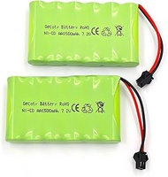 Gecoty 7.2V RC Battery, 2 Pack 1500mAh Ni-Cd Rechargeable 6-Cells AA Battery Packs with SM 2P Plug f