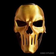 Delta Force-Eclipse Rose Full-Face Skull Mask - Golden Metallic Finish, Adjustable Head Strap, Durab