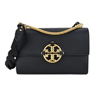 TORY BURCH MILLER 雙T金字LOGO鍊帶編織手提-肩背包-黑