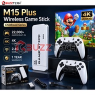BuzzTech TV 4K Game Stick M15 64G Built-in 20000 Retro Games Console Wireless Gamepad Konsol Permain