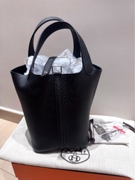 Hermes Picotin 18 黑銀 W stamp
