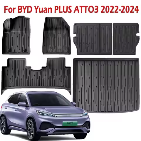 For BYD Yuan PLUS ATTO3 2022-2024 TPE Floor Mats,All-Weather Anti-Slip Waterproof Left/Right Rudder 