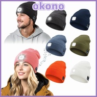 OKONO Bluetooth Beanie Hat, With Light Removable Headlamp Cap, Unique Headphones Speaker Mic Recharg