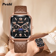 POSHI Watch for Women 2024 New Style Original Waterproof Fashion Korean Elegant Leather Strap Luminous Quartz Movement Ladies Watches on Sale Now relos for Women