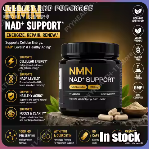 NMN 1000 Mg Capsule Supplement 4-in-1 Formula with TMG, Quercetin & Resveratrol NAD+ Supplement Supp