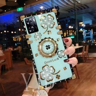 Case For OPPO A57 A77 A57s A57e  A77s Diamonds Bracket Clover Square Shockproof Phone Case