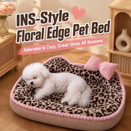 BACKSTREET4FC3 Pet Cushion Bed, Four Seasons Leopard-print Cat Dog Sofa Bed, Comfortable Breathable 