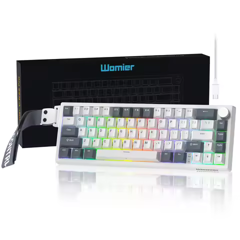 Womier VK66 PRO Gaming Keyboard Wired QMK/VIA Creamy Mechanical Keyboard Hot Swap Gasket Mount RGB G